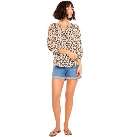 NWT‎ Nic & Zoe Women’s Falling Diamonds Top Hand Painted Design Cotton Tunic - Picture 2 of 8